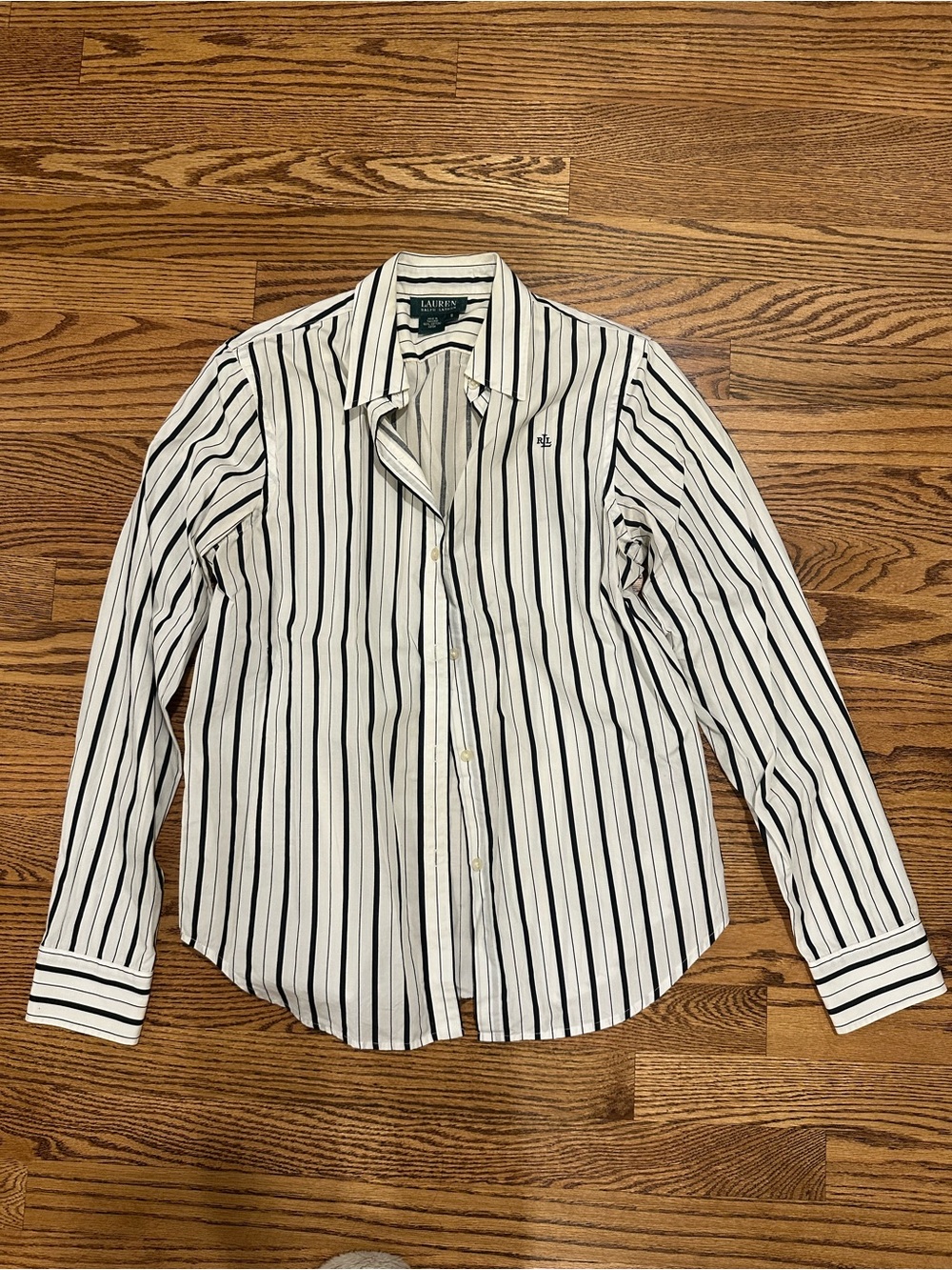 Ralph Lauren White and Black Stripe Button-Up Shirt